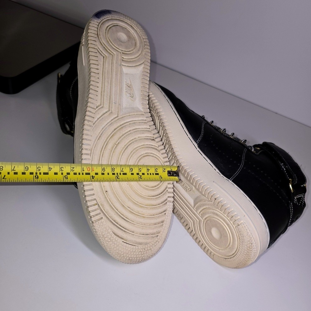 Vintage Nike Air Force 1 High Black Leather Gold Mens US 10.5 Streetwear Collect - Picture 14 of 16